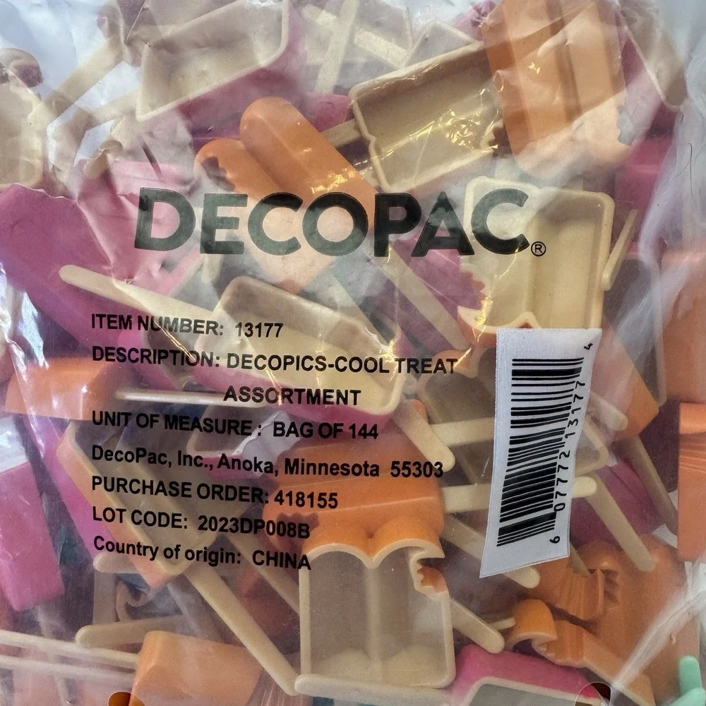 NIB Decopac 144 ct Cool Treats Popsicle‎ Cupcake Toppers Party Favors Cake Decor